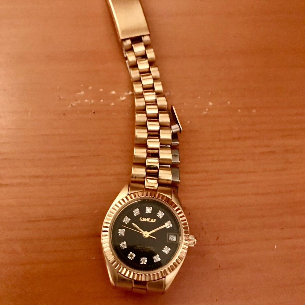 Geneve Gold Plated Diamond Watch